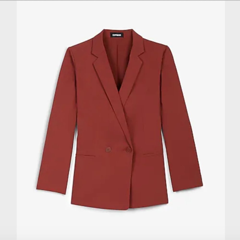 Double Breasted Long Sleeve Boyfriend Blazer